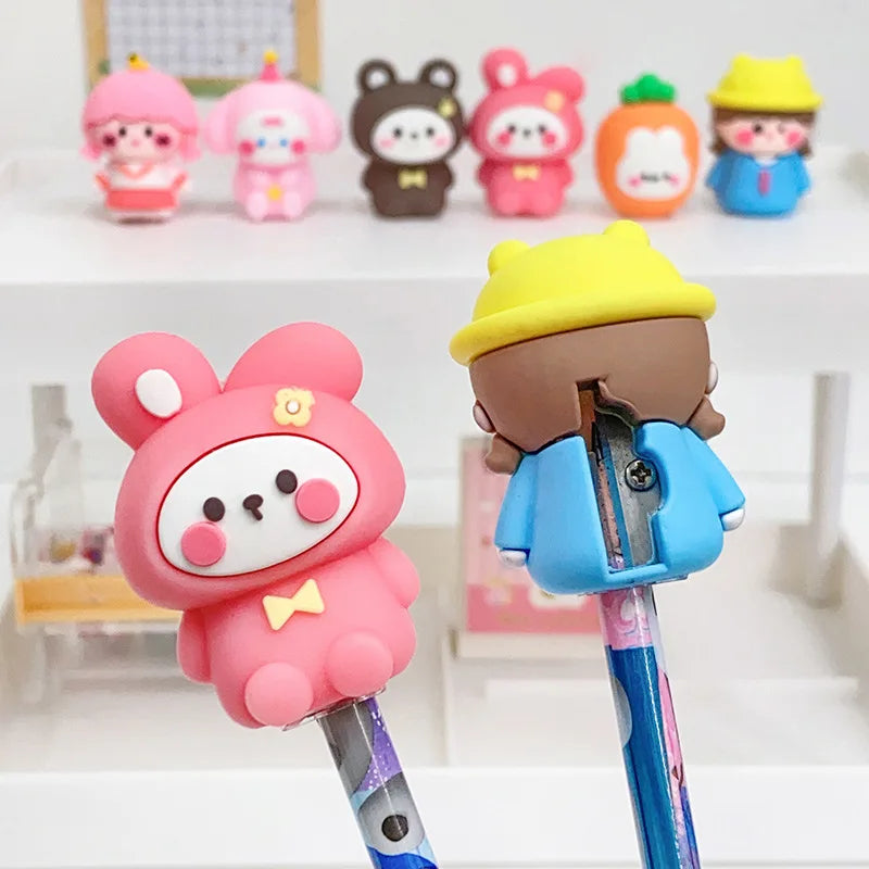 1PC Kawaii Characters Soft Silicone Pencil Sharpener