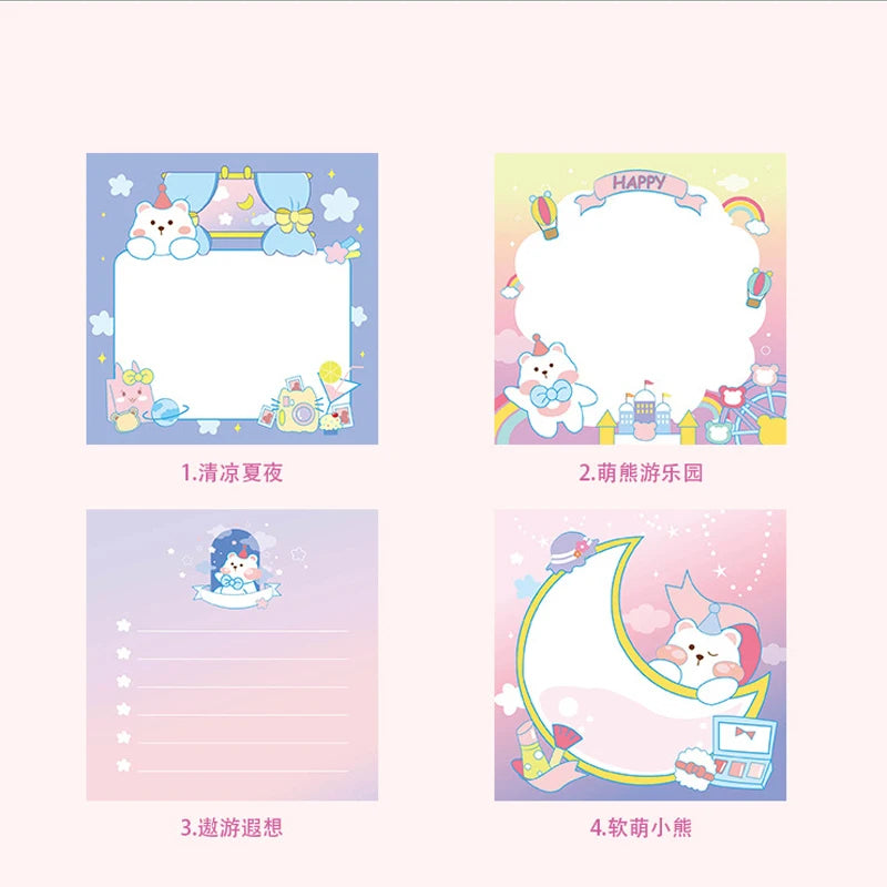 4PC Kawaii Little Animals Memo Pad Sticky Notes