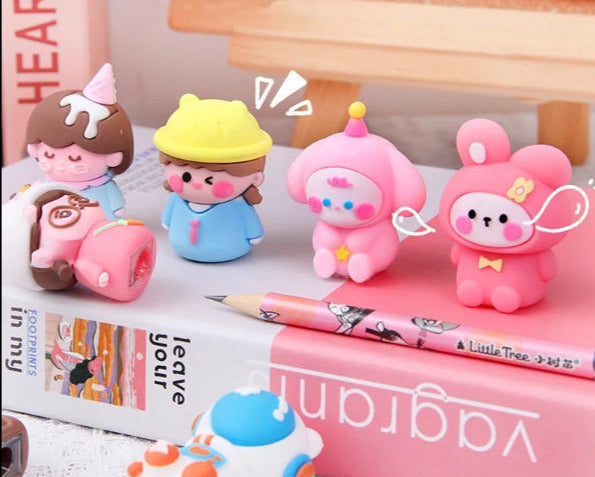 1PC Kawaii Characters Soft Silicone Pencil Sharpener