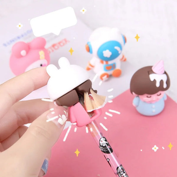 1PC Kawaii Characters Soft Silicone Pencil Sharpener
