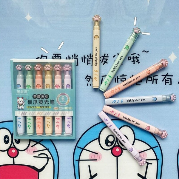6PC Kawaii Cat Claw Color Highlighters