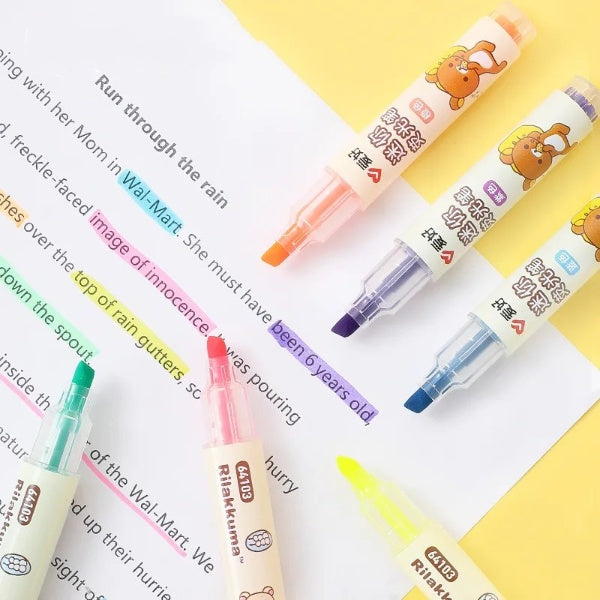 6PC Kawaii Rilakkuma Mini Highlighters