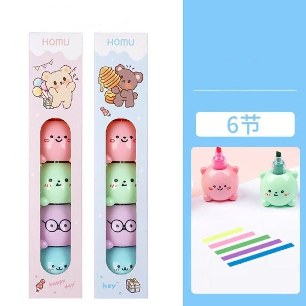 6PC Kawaii Chubby Bear Highlighters