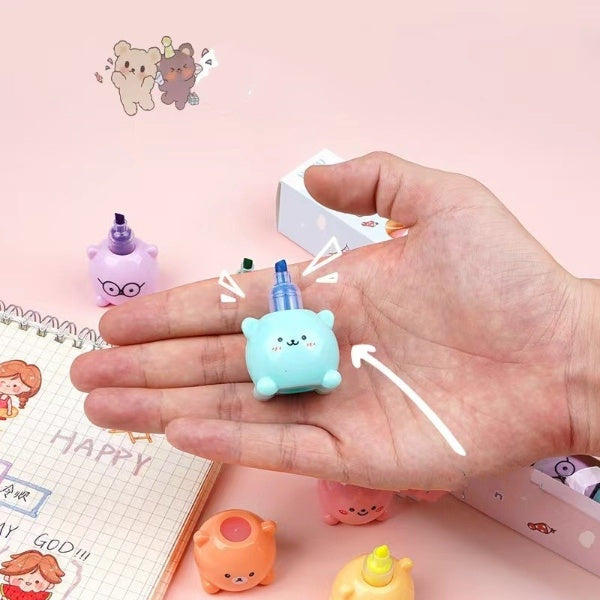 6PC Kawaii Chubby Bear Highlighters