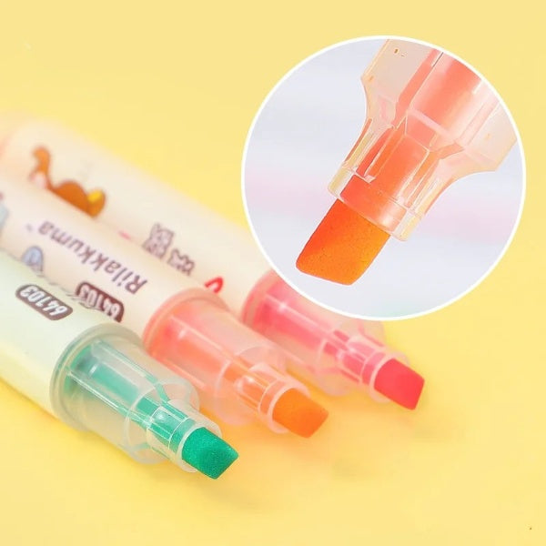 6PC Kawaii Rilakkuma Mini Highlighters