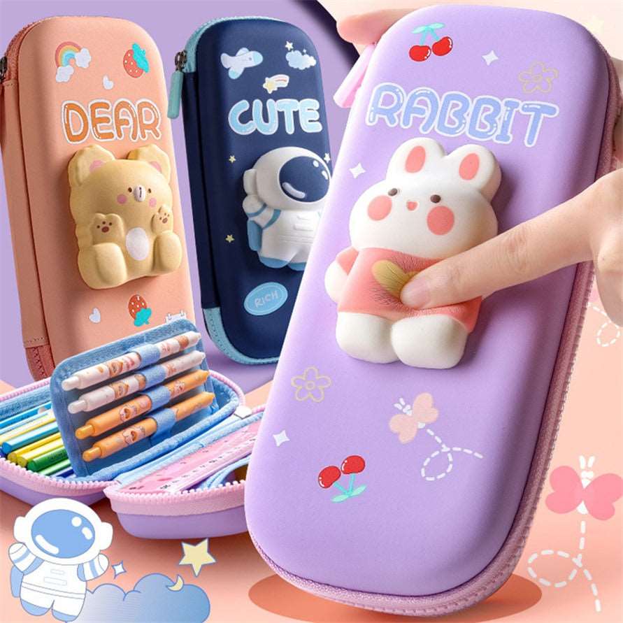 1PC Kawaii 3D Astronaut Rabbit Squishy Pencil Case
