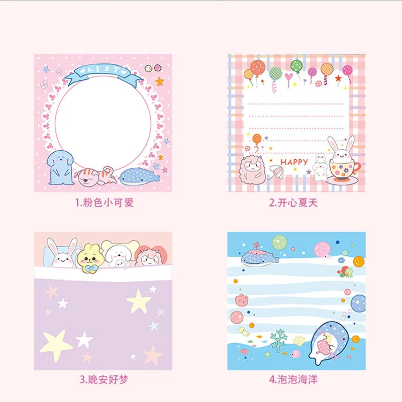 4PC Kawaii Little Animals Memo Pad Sticky Notes