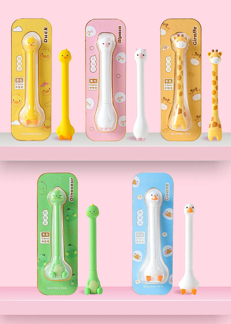 1PC Cute Animals Standing Gel Pen-my kawaii office
