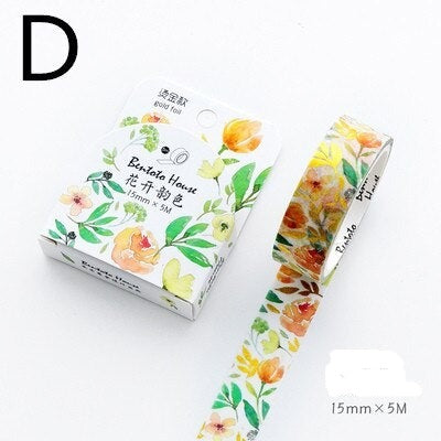 1PC Floral Foil Washi Tape Collection