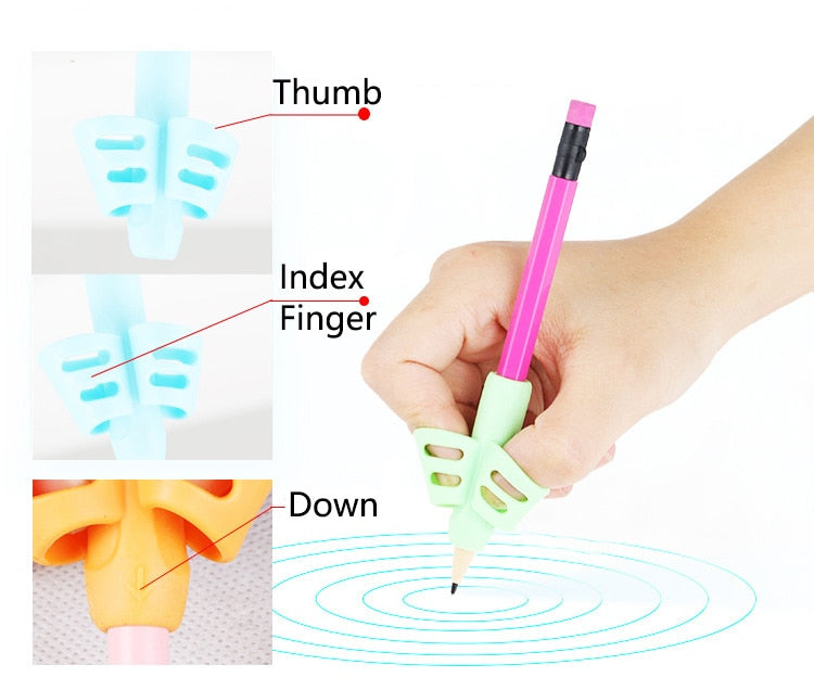 3PC Butterfly Style Three Finger Writing Corrector Pencil Grip For Children