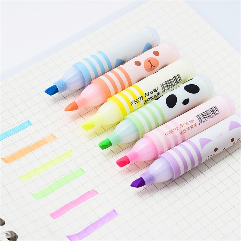6PC Kawaii Animal Farm Mini Highlighter
