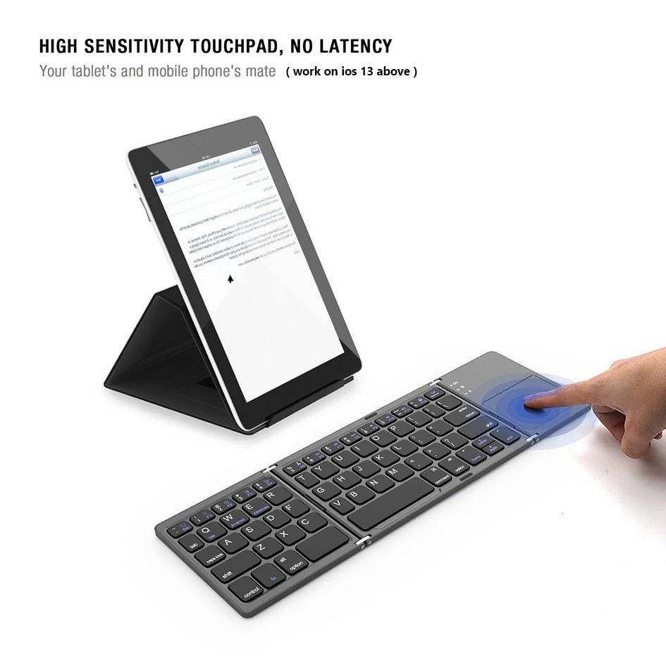 1PC Mini Folding Wireless Bluetooth Keyboard with Touchpad
