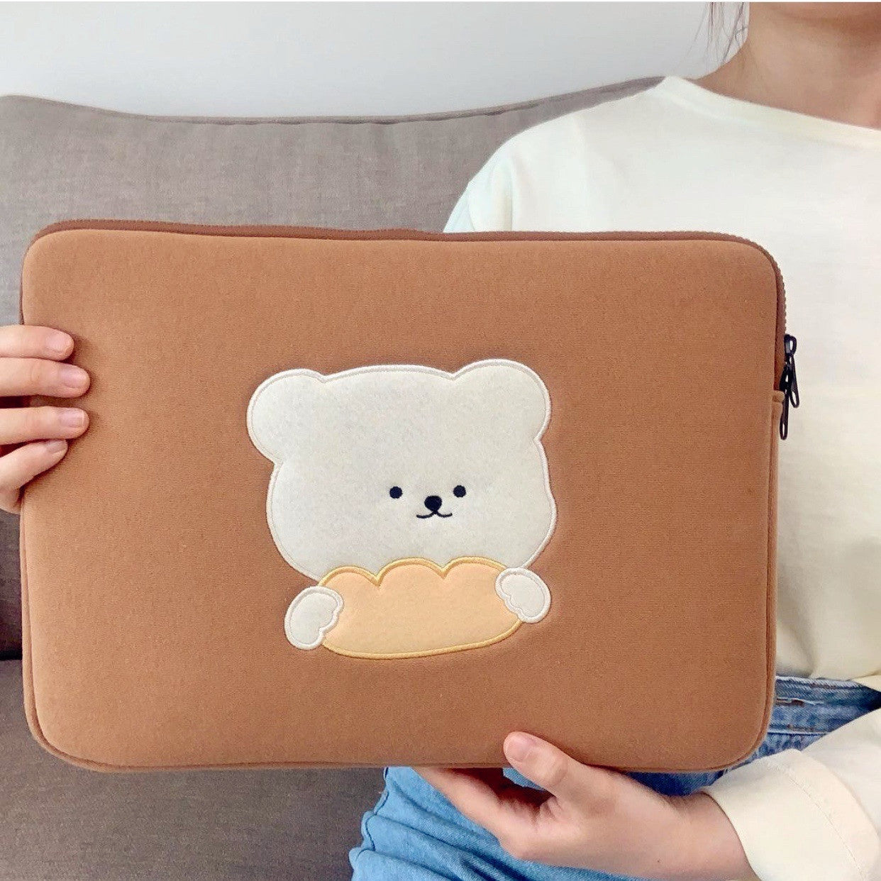 1PC Kawaii Bear iPad Laptop Bag