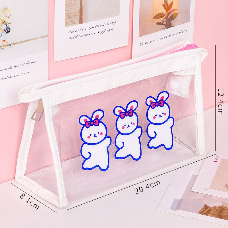 1PC Kawaii Animals Transparent Pencil Case