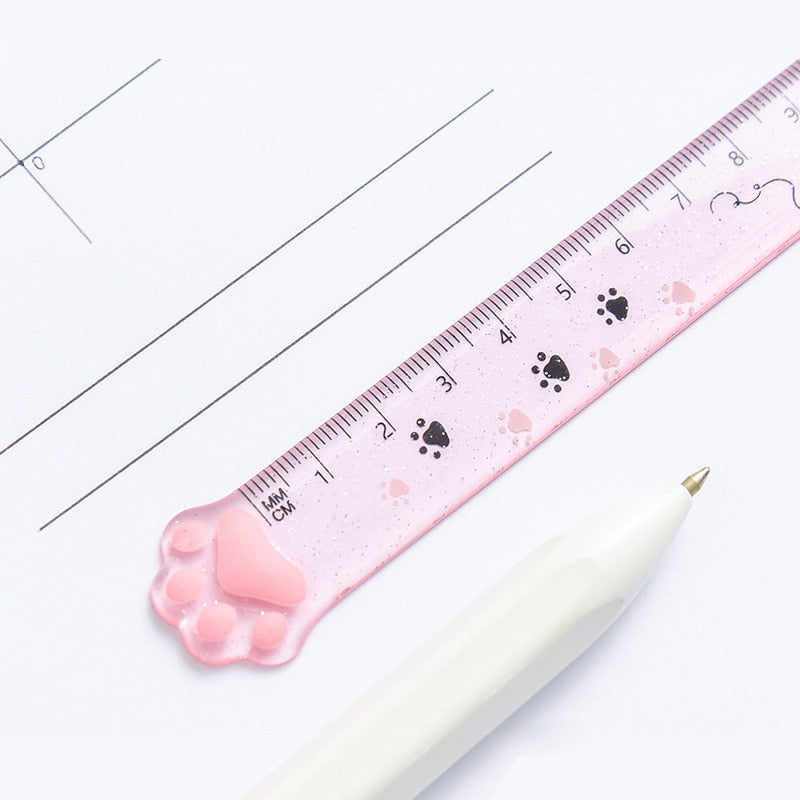 Cute Student Ruler Cat Paw-shaped Measuring Scale Clear Scale Accessories :  .in: Office Products