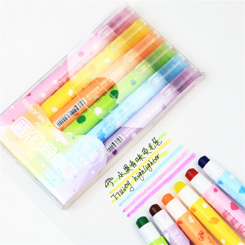 6PC Kawaii Retractable Fruit Scented Highlighters