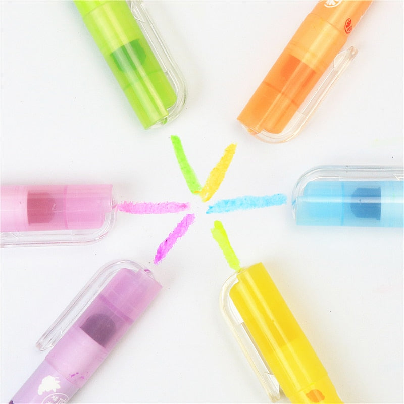 6PC Kawaii Retractable Fruit Scented Highlighters