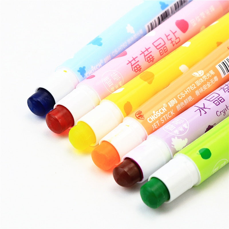 6PC Kawaii Retractable Fruit Scented Highlighters