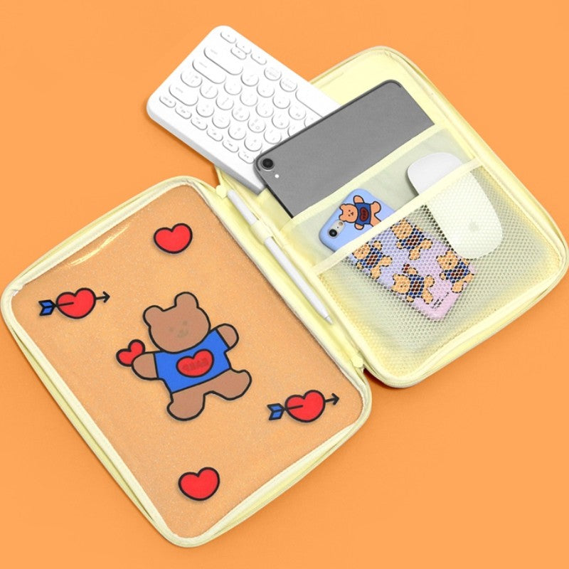 1PC Kawaii Cherry Heart Bear iPad Case