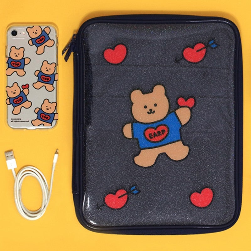 1PC Kawaii Cherry Heart Bear iPad Case