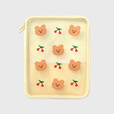 1PC Kawaii Cherry Heart Bear iPad Case