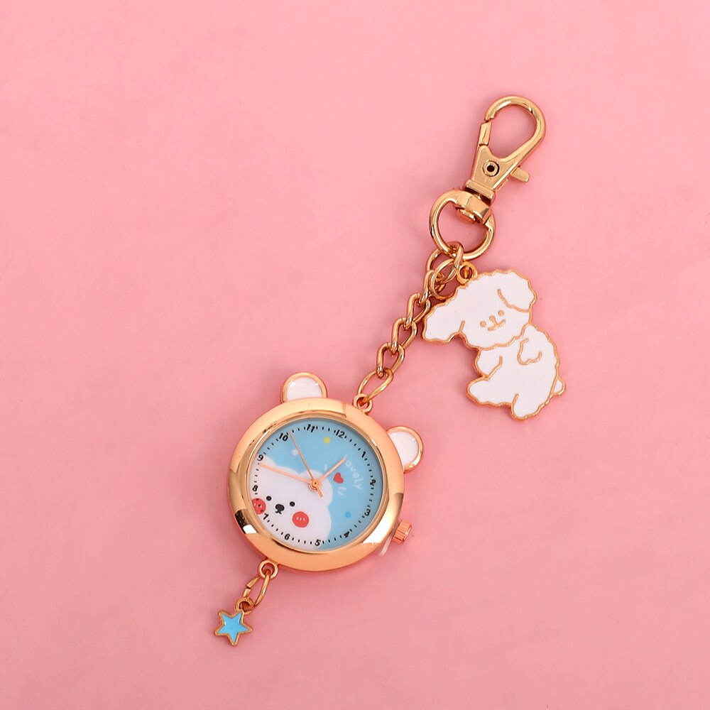 1PC Kawaii Sakura Pocket Watch Keychain Pendant