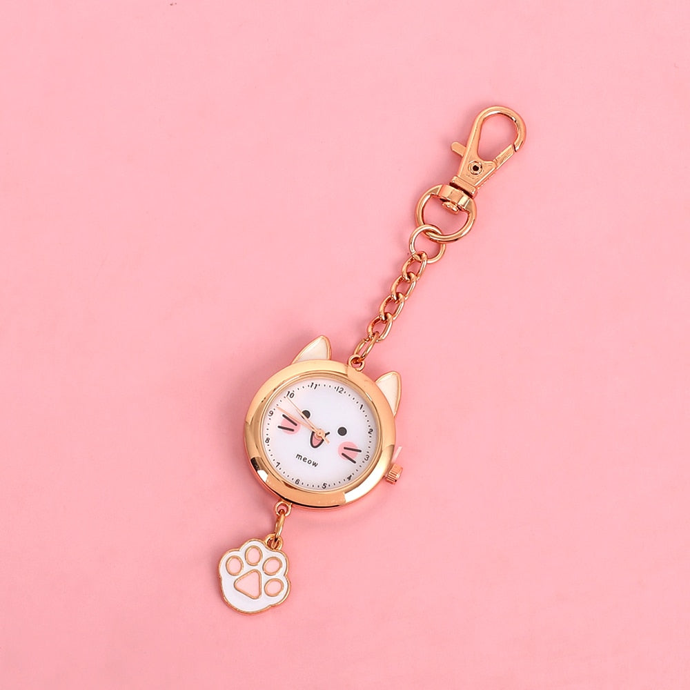 1PC Kawaii Sakura Pocket Watch Keychain Pendant