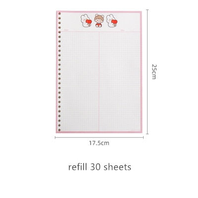 1PC Kawaii Bear Rabbit Refillable Binder Notebook