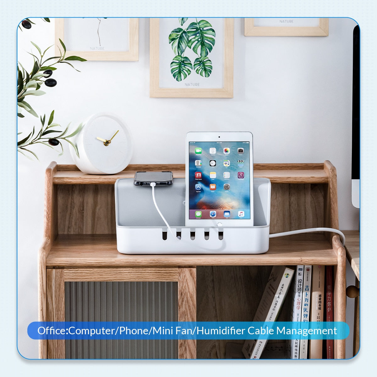 ORICO Power Strip Storage Box Cable Management Winder for Sockets Mobile Phone Holder Charging Cables Organizer