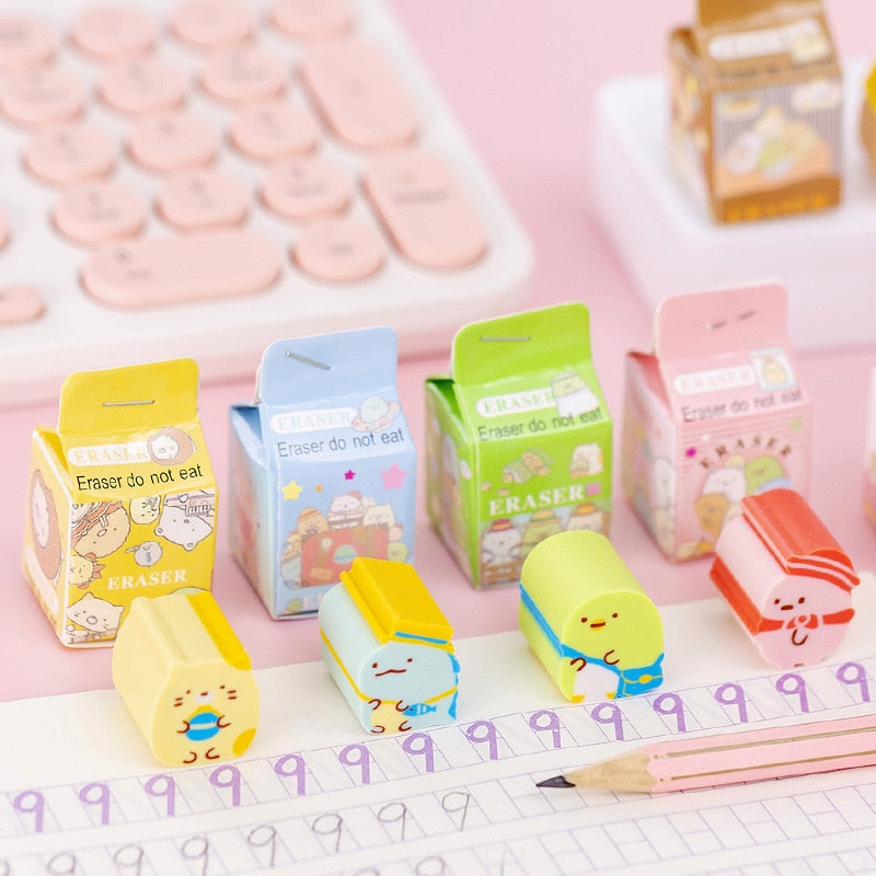 4PC Kawaii Corner Milk Box Rubber Eraser – my kawaii office