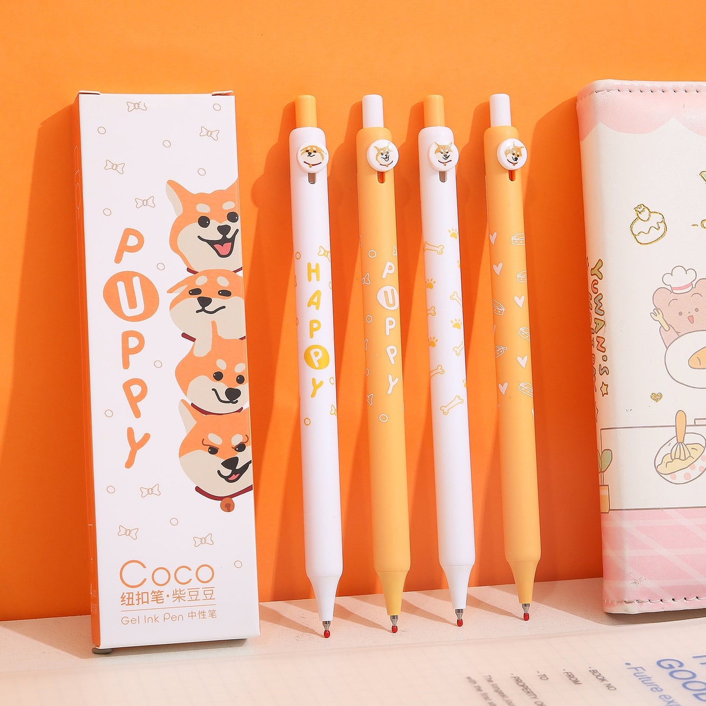 4PC Kawaii Shiba Inu Mechanical Gel Ink Pen-my kawaii office