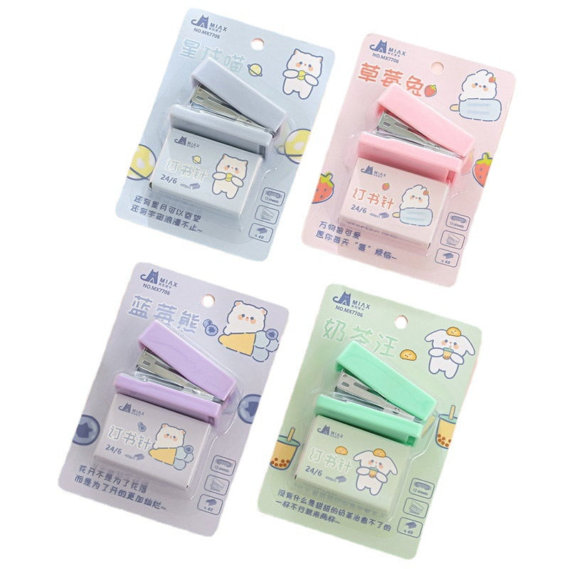 1PC Kawaii Animals Mini Portable Stapler Set