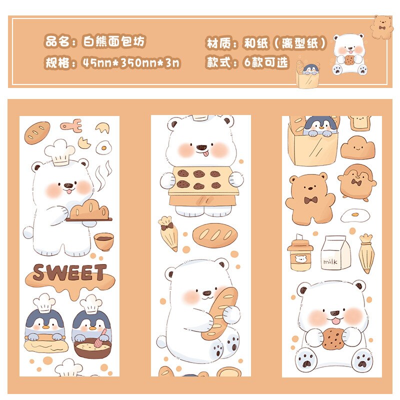 1PC Kawaii Snow Bear Washi Tape Collection