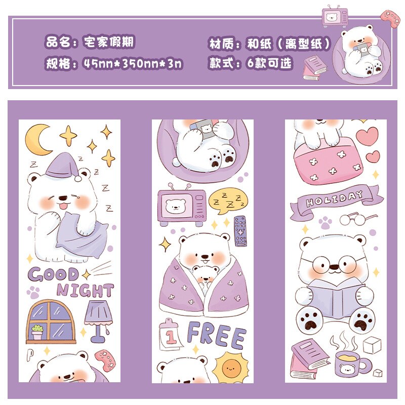 1PC Kawaii Snow Bear Washi Tape Collection