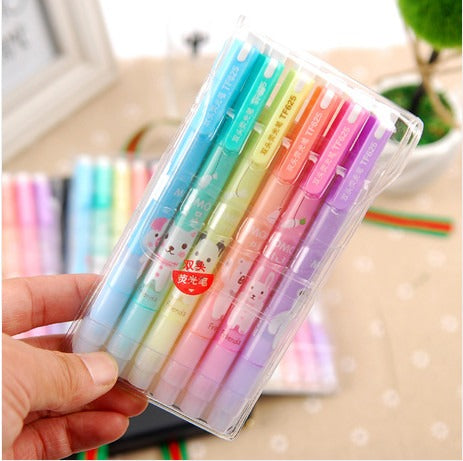 6PC Cute Animals Double Head Highlighters