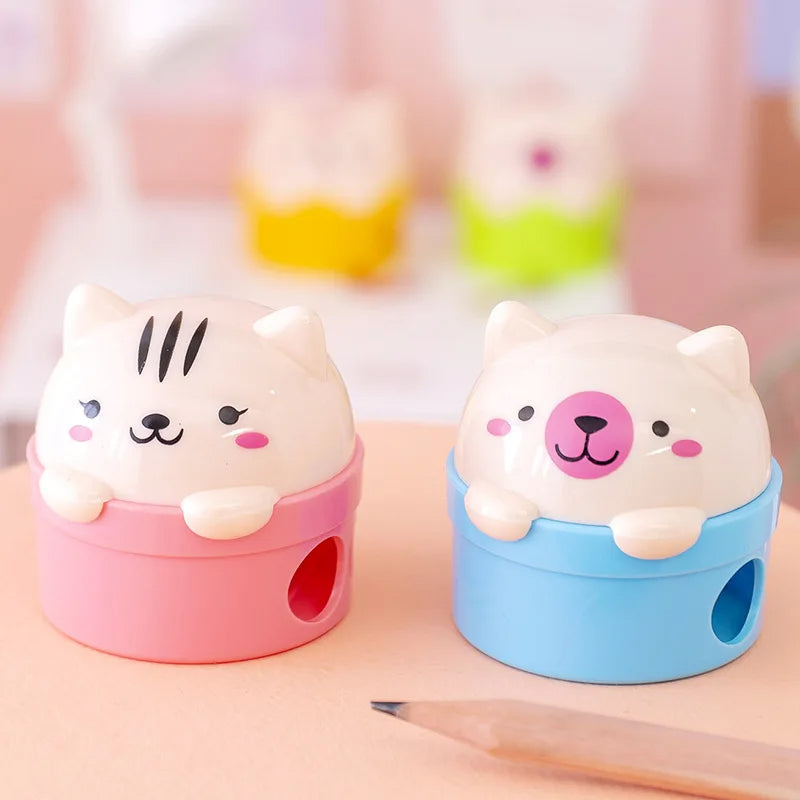 1PC Cat and Bear Double Holes Pencil Sharpener