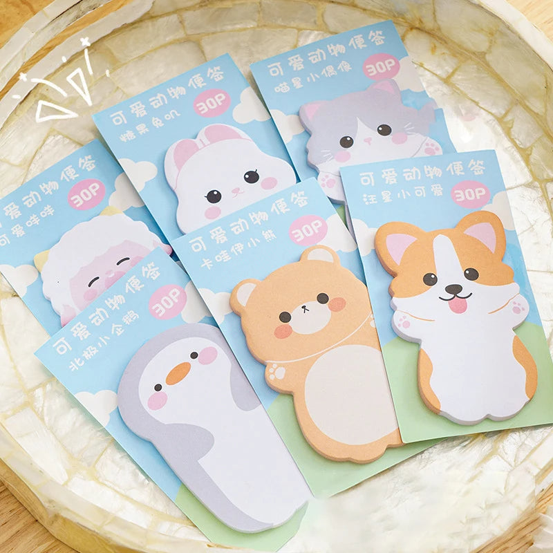 1 to 6PC Kawaii Animal Friends Memo Pad Sticky Notes