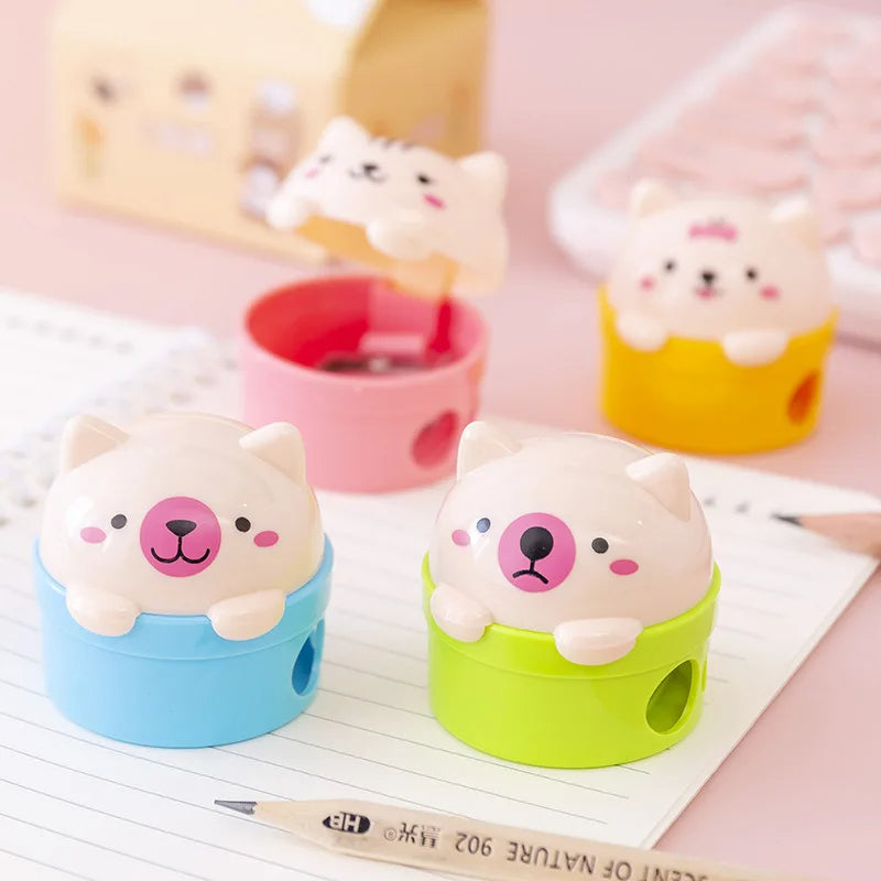 1PC Cat and Bear Double Holes Pencil Sharpener