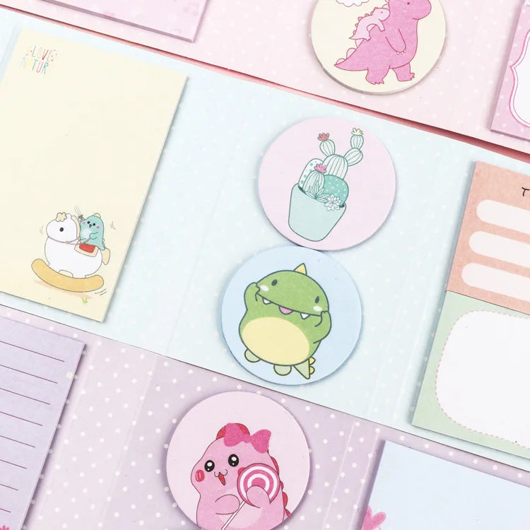 1PC Kawaii Happy Dinosaur 6 Folding Memo Pad Sticky Notes