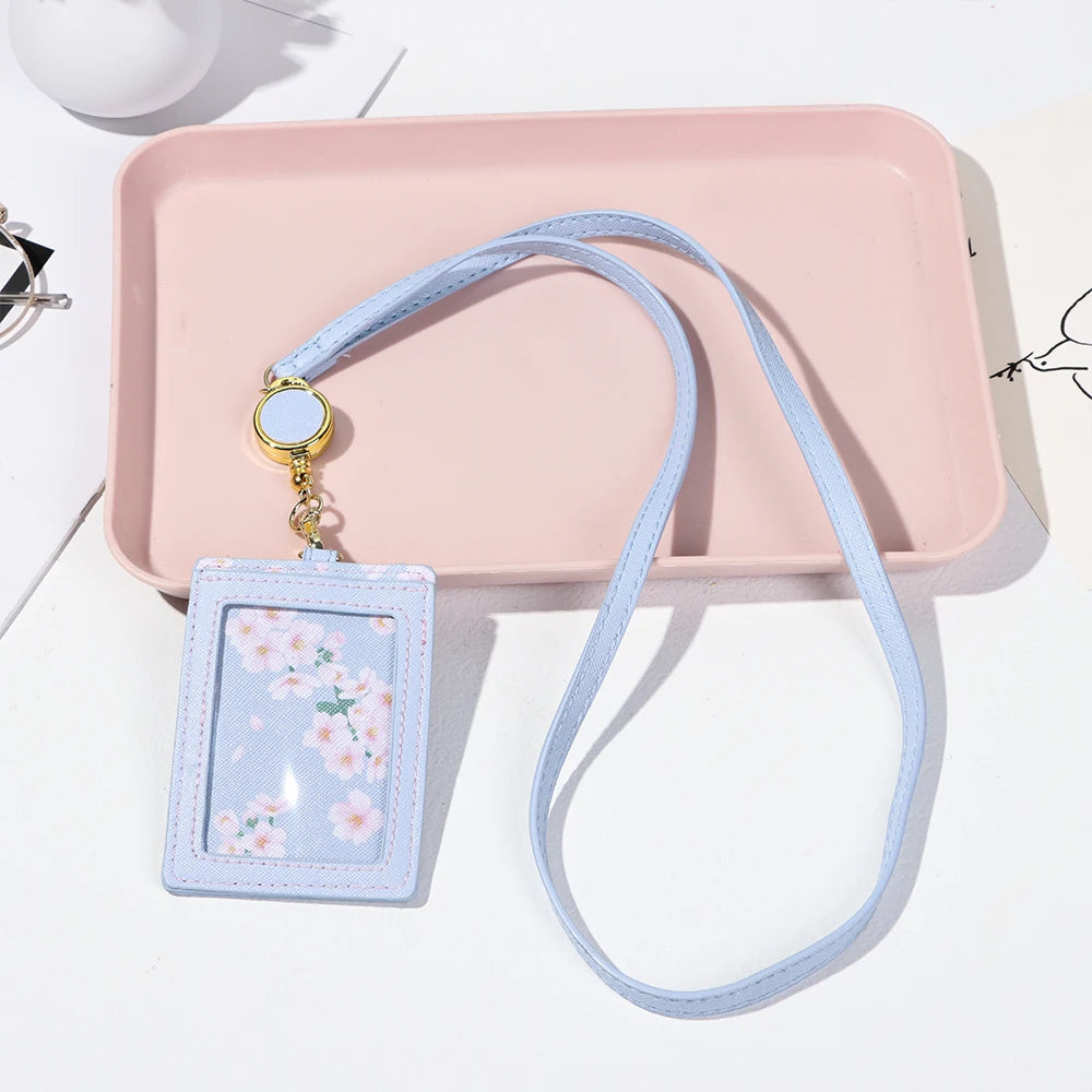 1PC Kawaii Cherry Blossom Lanyard Card Holder