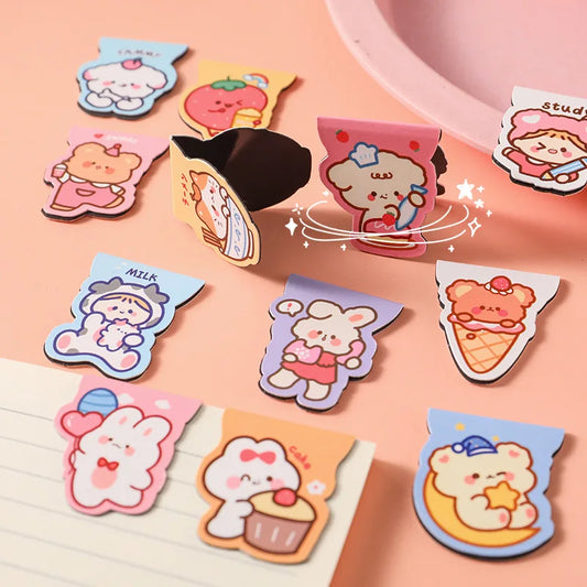 12PC Set Kawaii Bear Rabbit Magnet Bookmarks