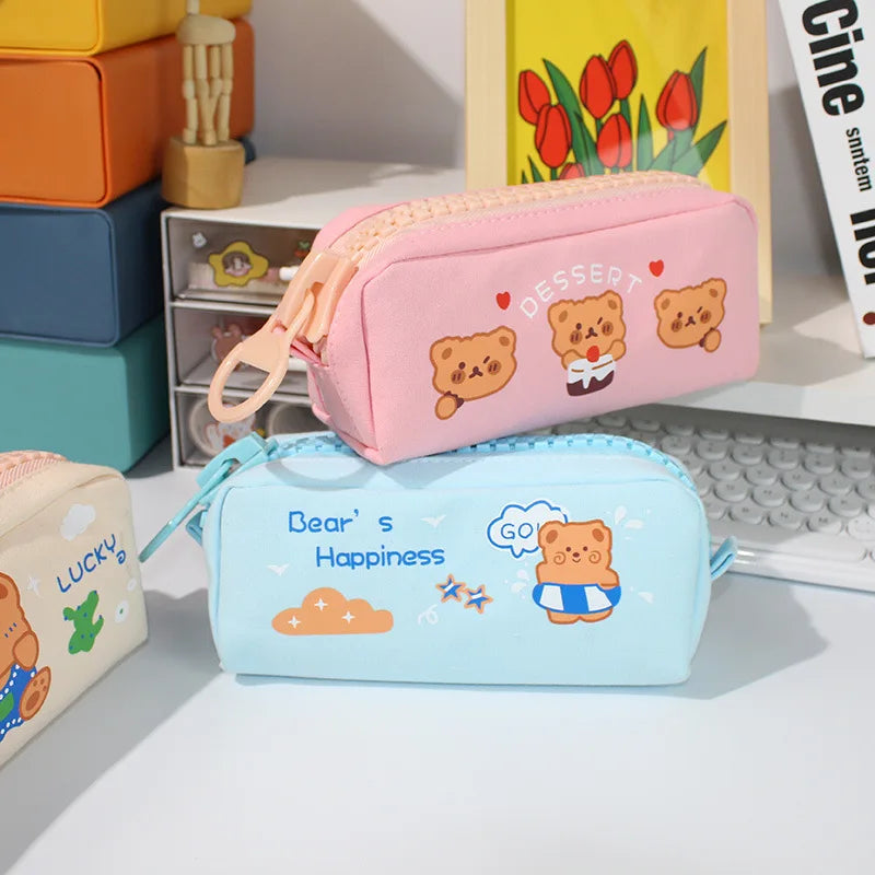 1PC Kawaii Happiness Bear Pencil Bag