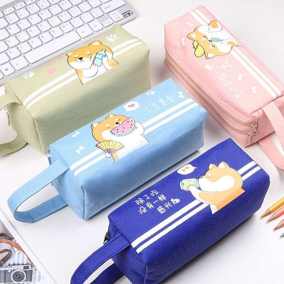 1PC Cute Shiba Inu Large Capacity Pencil Bag
