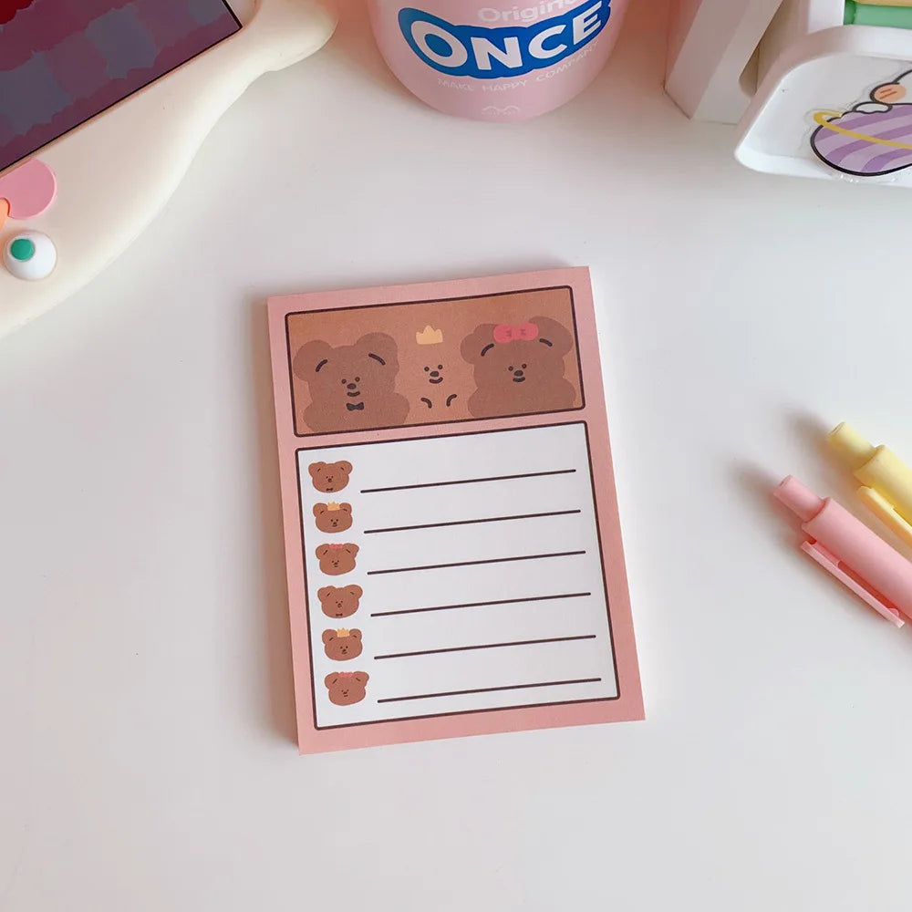 1PC Kawaii Bear Daily To Do Memo Pads