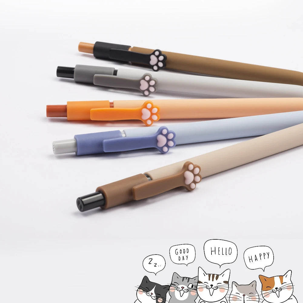 5PC Kawaii Squeeze Cat Paw Mechanical Gel Ink Pen-my kawaii office