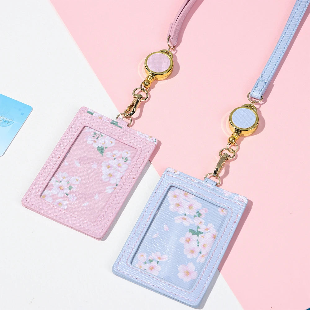 1PC Kawaii Cherry Blossom Lanyard Card Holder