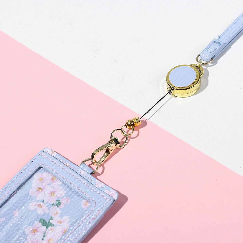 1PC Kawaii Cherry Blossom Lanyard Card Holder