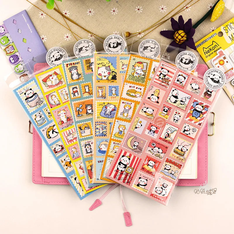 1 Sheet Kawaii Panda Cat Decorative Stationery Stickers