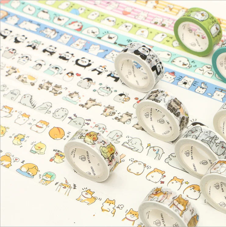 1PC Cute Round Animals Washi Tape Collection