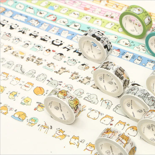 1PC Cute Round Animals Washi Tape Collection